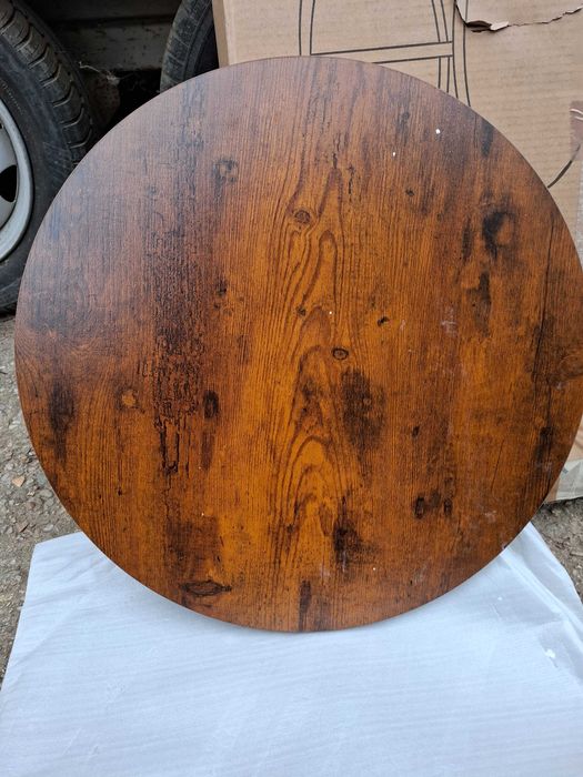 Set 2 masute de cafea,cadru metalic,blat din lemn,culoare maro vintage