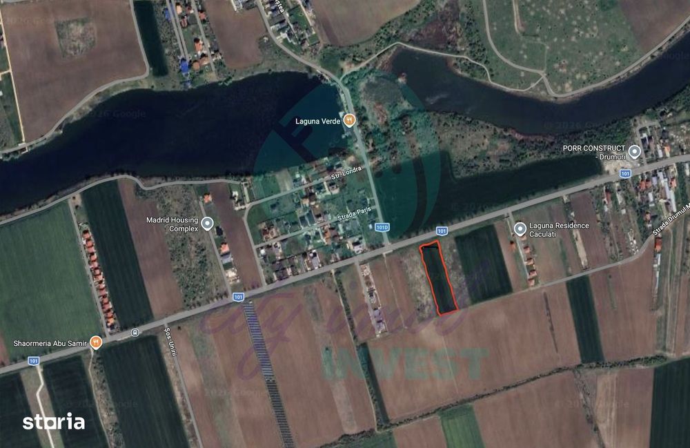 Teren intravilan la sosea | 6.439 mp | lângă Laguna Verde | Investiție