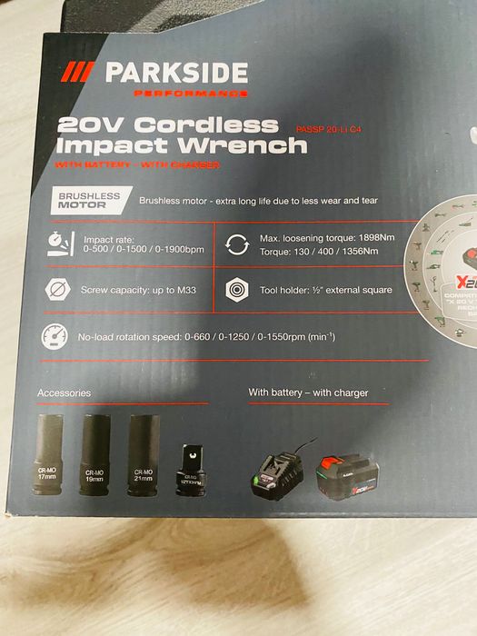 Гайковерт Parkside 1898n със зарядно и батерия