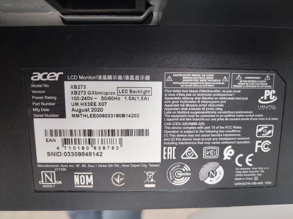 Монитор Acer Predator XB273GXbmiiprzx