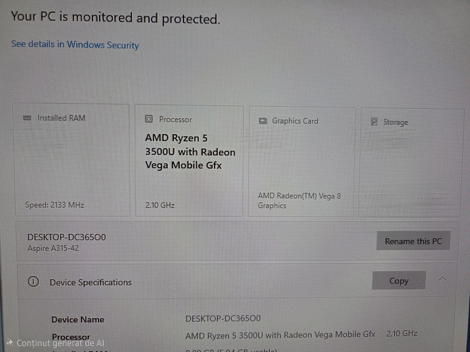 Acer Ryzen 5 3500u