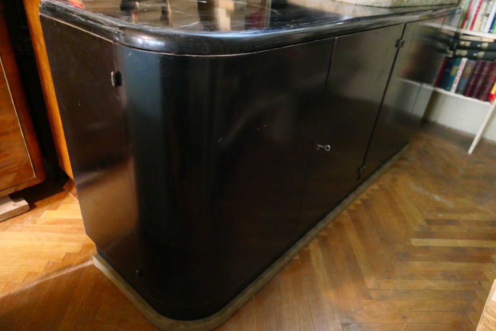 Bufet vechi Negru Rotunjit la colturi Comoda Servanta Art Deco Thoner Radauti Perioada Interbelica Lemn 4 usi