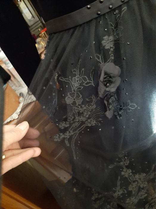 Rochie neagra de ocazie dantela 3D