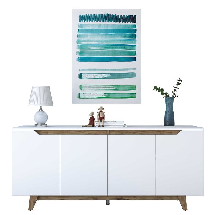 Голям Скрин Puzzle-home 1874, Бял/орех, 180см. Последни бройки - ПРОМО