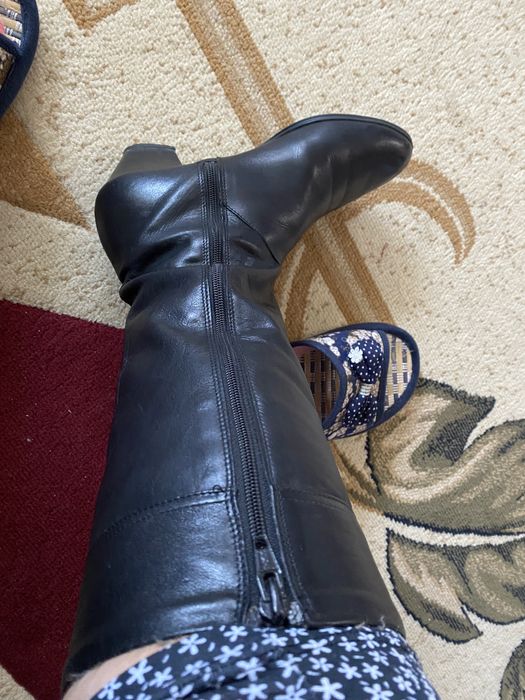 Cizme din piele cu toc mic