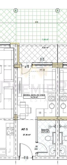 1-стаен в Бургас, област-гр.Китен площ 36 m2