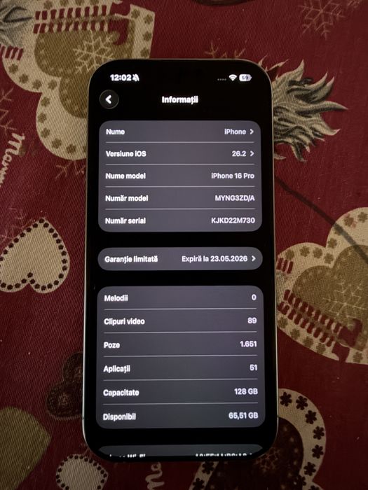 Iphone 16 pro 128GB stocare!