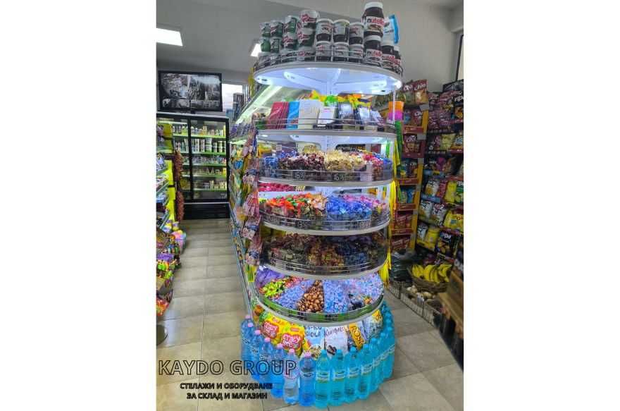 Островен стелаж със заоблени краища- наличен бял цвят- нов