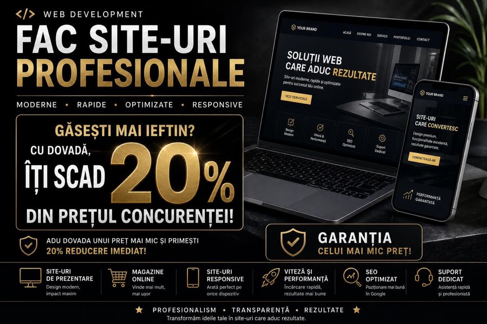 WEBSITE DEVELOPMENT -DEMO GRATUIT–Pretul cel mai mic- Garantat!