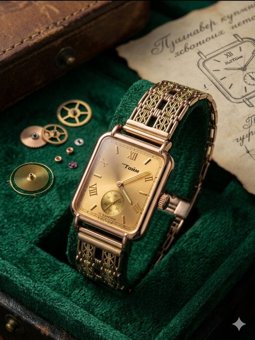 Золотые часы с браслетом