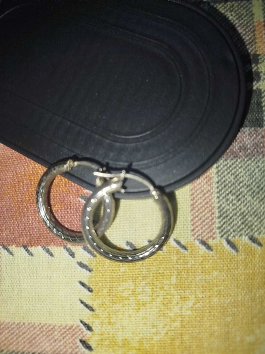 Серебряные серьги кольца, рифлёные