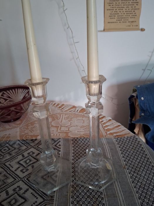 2 sfesnice de cristal - 25 cm