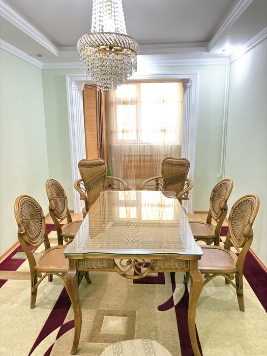 Обеденная группа из ротанга — 6 стульев + стол