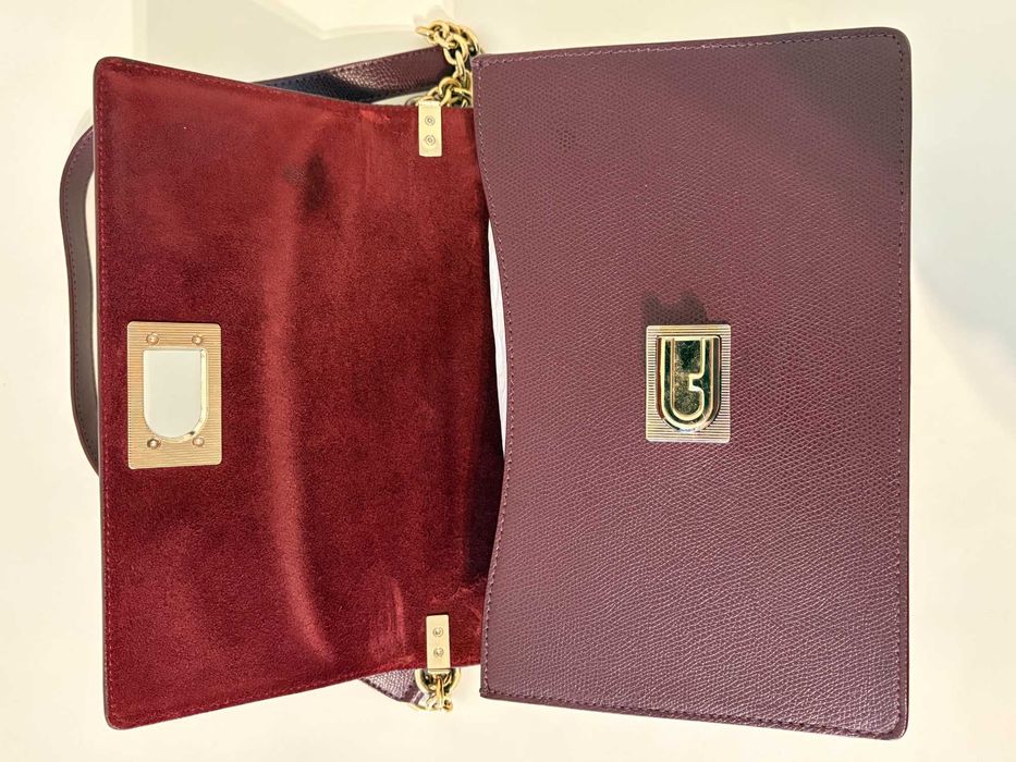 Geantă Furla 1927 crossbody, originala, piele naturală, bordeuax