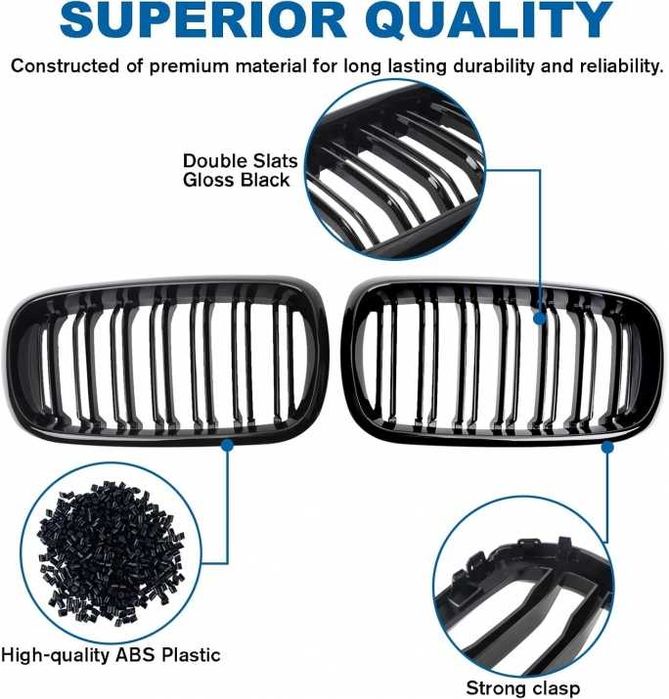 Двойни Бъбреци Решетки За BMW X5 X6 F15 F85 F16 F86 2014+ Черен Гланц Лак