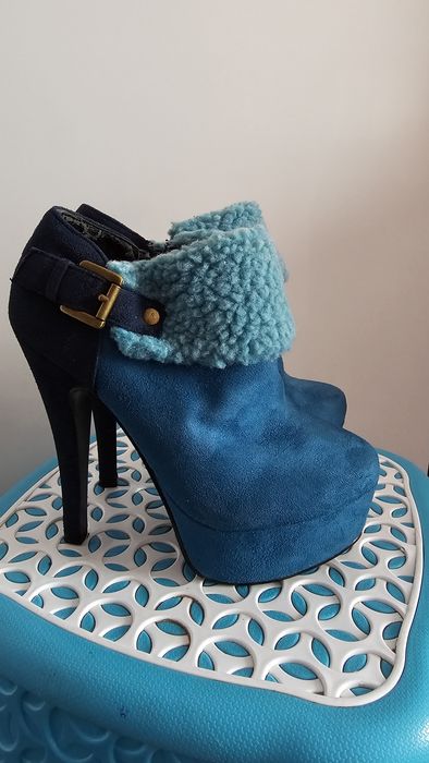 Дамски Боти, обувки висок ток, Син