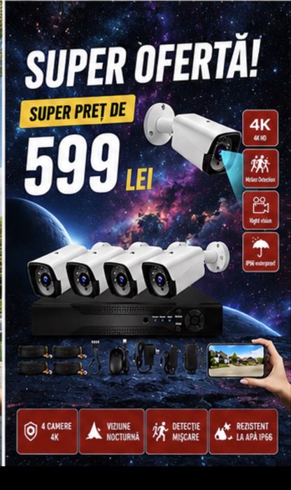 Vindem si Montam Camere Supraveghere Video KIT Complet 4/8/12 CAMERE .Garantie 3 ani !!