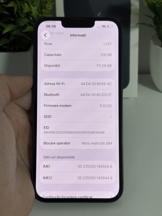 Iphone 13 128gb midnight 77% cutie , stare buna