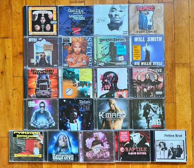 CD orig hip hop: Snoop Dogg, 50 Cent, Beastie Boys, Akon, Jay-Z, W. Jean, Coolio, 2Pac