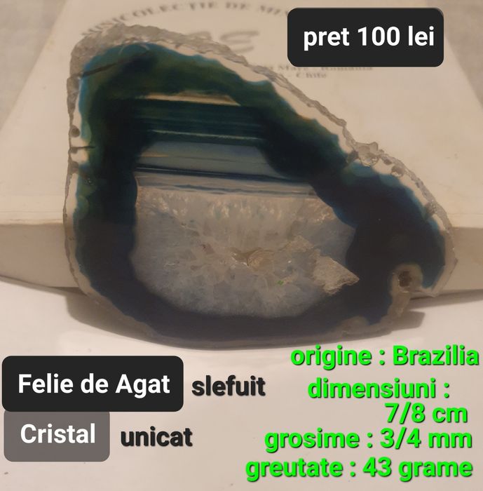 Felie de Agat /Minerale din reg.BaiaMare si Atacama/Chile