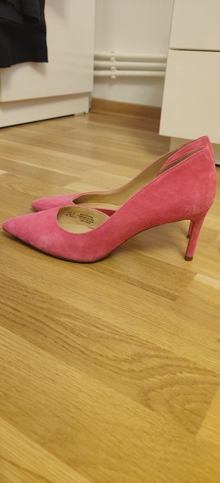Pantofi roz stiletto, piele întoarsă, mărimea 38, brand H&M