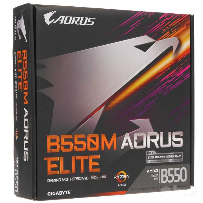 - Материнская плата Gigabyte AM4 B550M AORUS ELITE DDR4
