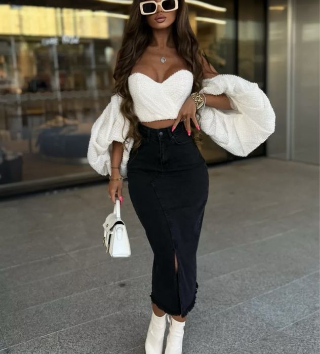 Джинсовая юбка длина миди