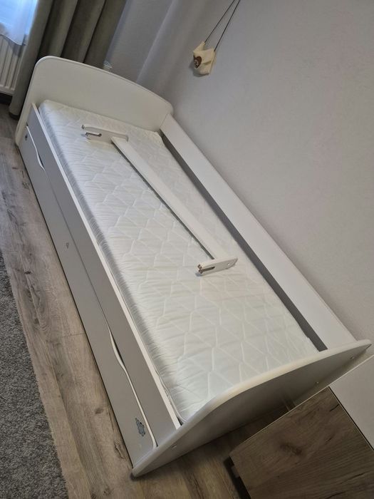 2 buc Pat copii Ourbaby alb 80X180 cm  cu saltea cocos