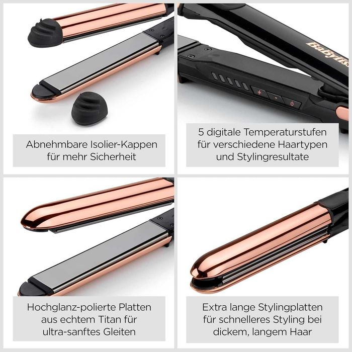Преса за коса BaByliss Straight And Curl Brilliance - титаниеви плочи, ST482E