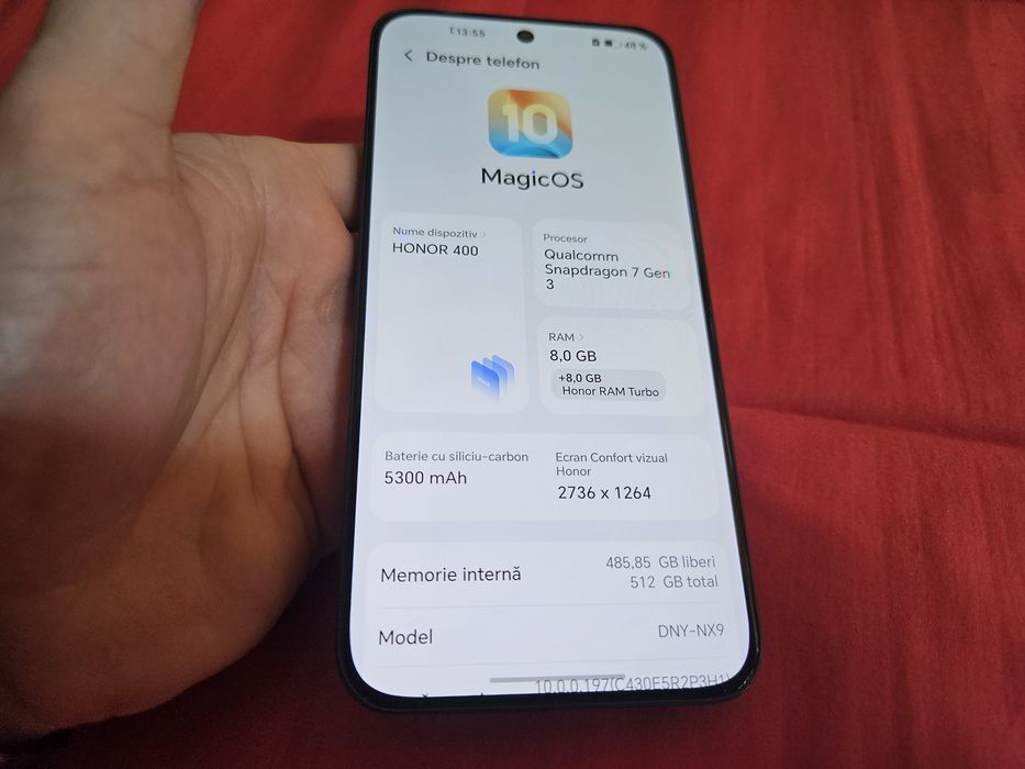 -Honor 400 Black 512Gb 8Ram+8Ram ca Nou ireprosabil stare perfecta doar telefonul poze reale nici o restrictie nici o interventie/reparatie