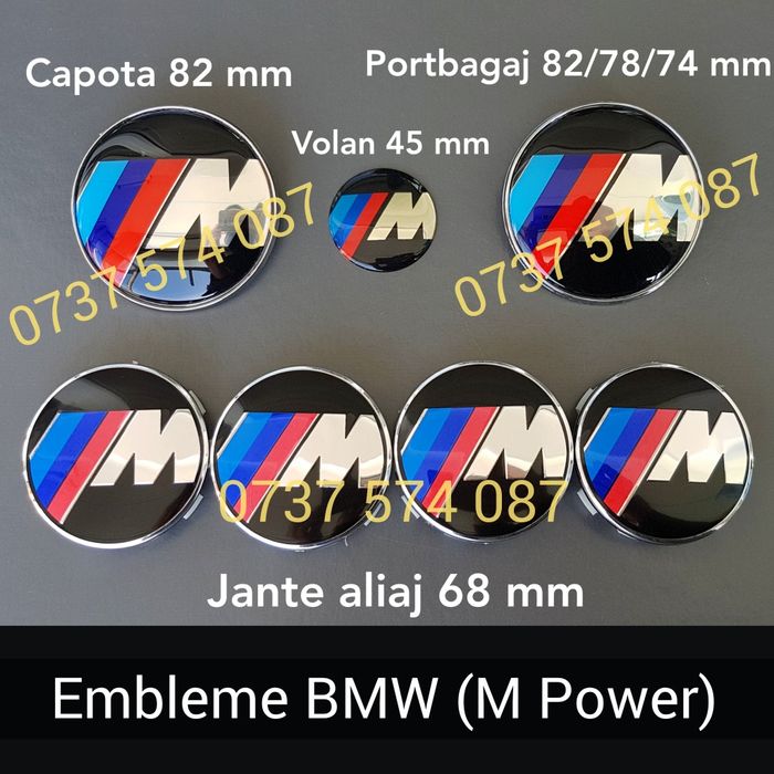 Set Embleme BMW capota / portbagaj volan si jante