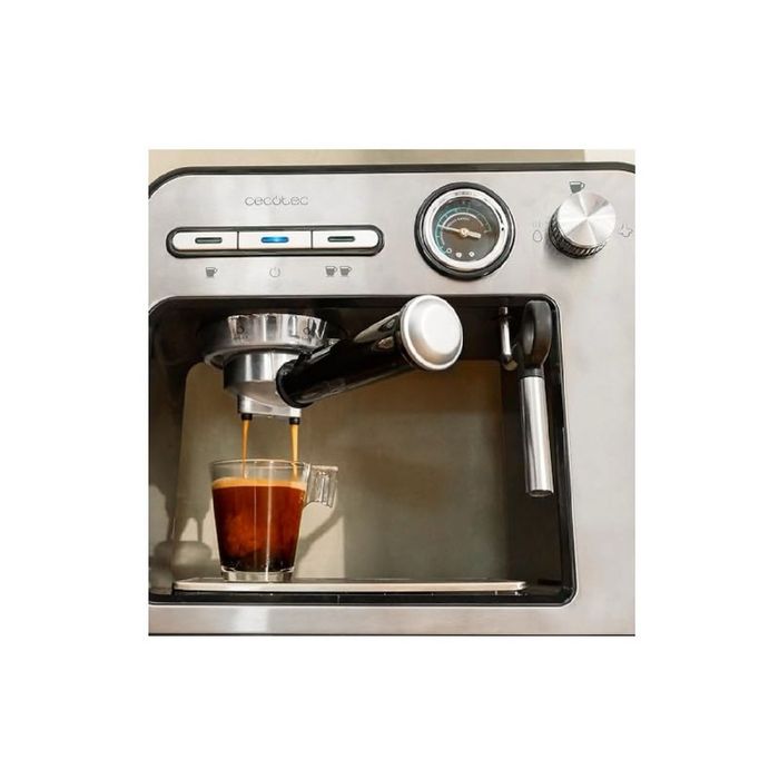 Кафемашина за еспресо - CECOTEC Power Espresso 20 Square Pro, 1450 W, 2 чаши, Сребриста