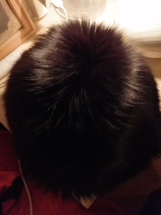 Căciula blana naturala vulpe polara , dama, de culoare neagra