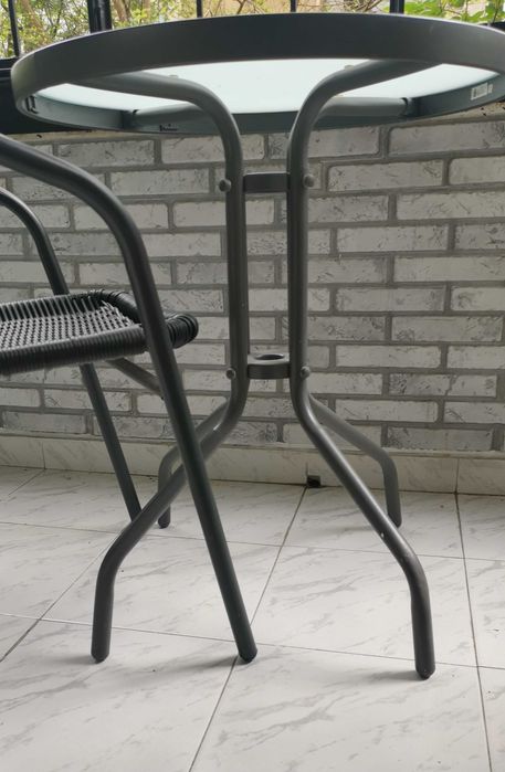 Градински/балконски комплект- маса и ратанов стол