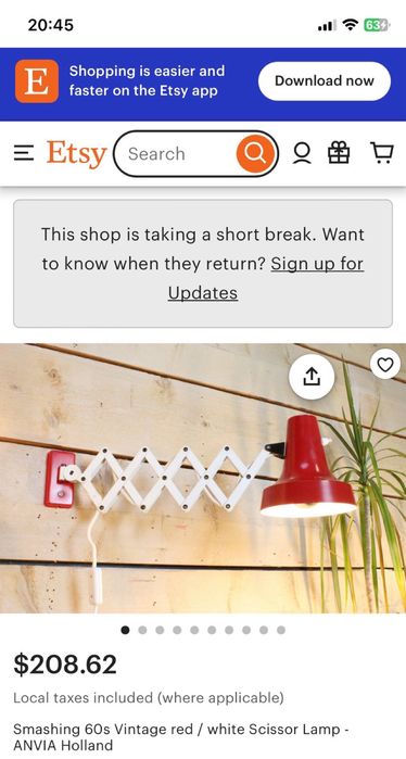 Стенна ножична лампа / ANVIA / 60-те