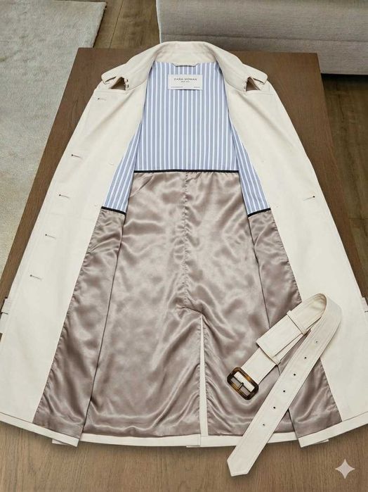 Trench scurt cu cordon și epoleți ZARA