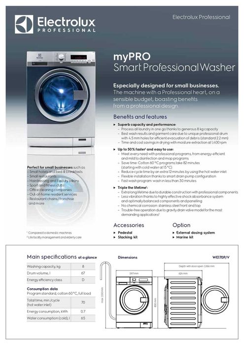 Професионална пералня Electrolux WE170P