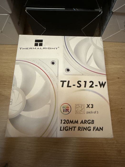 Set 3 Ventilatoare Thermalright TL-S12 120mm ARGB PWM Reverse Black White PC Desktop Calculator Gaming Open Box Cooler