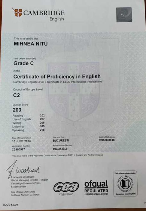 Meditatii Engleza | Sector 2 | Cambridge (CAE/CPE), IELTS, TOEFL