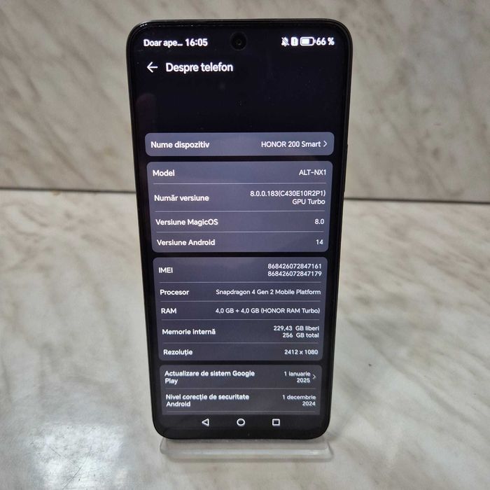 Telefon HONOR 200 Smart 256GB Negru Zeus Amanet Rahova 33147 / 33790