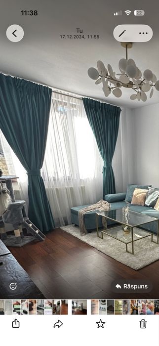 Set 2 draperii turcoaz