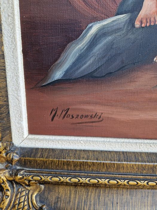 Уникална антикварна белгийска авторска картина масло върху платно