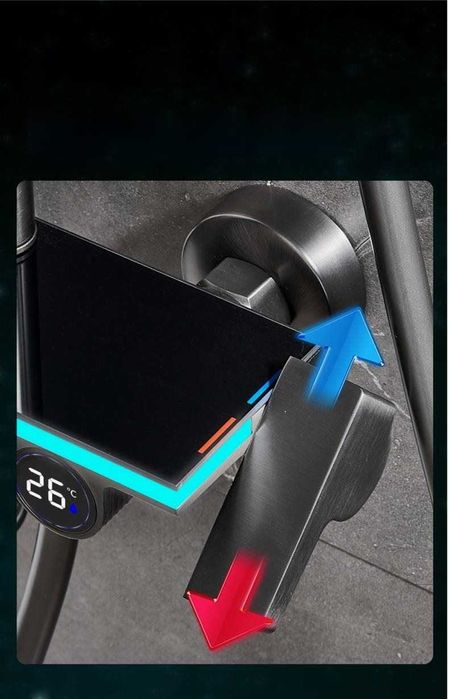 Модерен интелигентен термостатен душ с кръгъл дисплей и LED подсветка