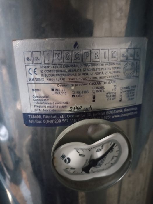 Cazan baie inox pe lemne