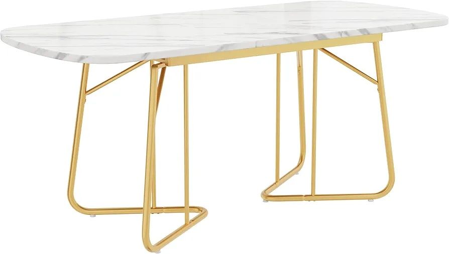 NOU Masă extensibilă, alb - marmoroptik, 140-180cm