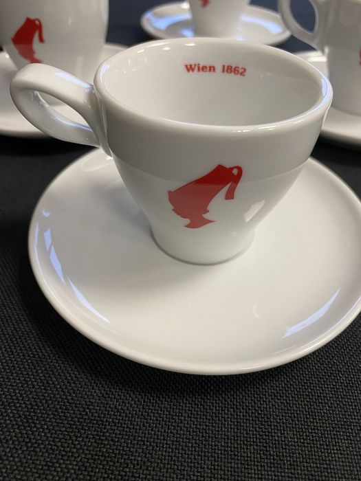 Set 6 cești de espresso lung Julius Meinl, albe, standard, de 90 ml.