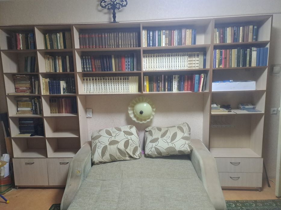 Стенка с книжными полками и шкафчиками