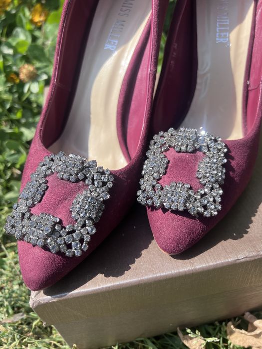 Туфли замша с камнями