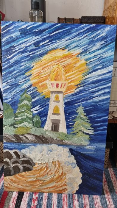 Tablou Far pe Noapte cu comete