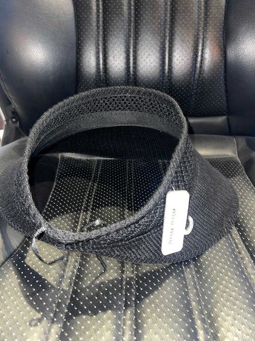 миумиу миу miumiu miu  черна козирка шапка капела плетена нова с етике